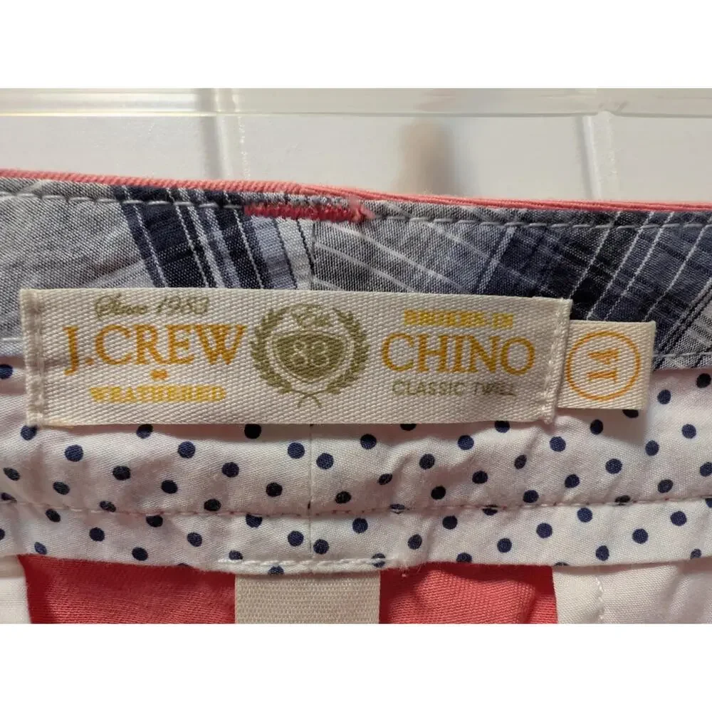 J.Crew Broken-in Chino Orange/Coral Mid Rise 100% Cotton Shorts Sz 14